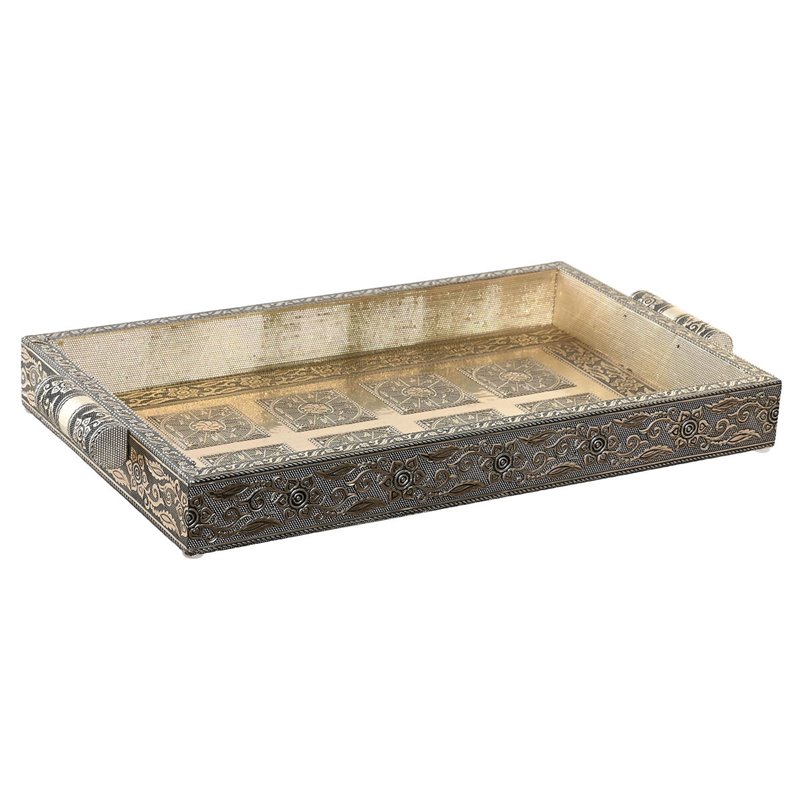 Plateau DKD Home Decor Champagne Bois Métal 36 x 22 x 4 cm