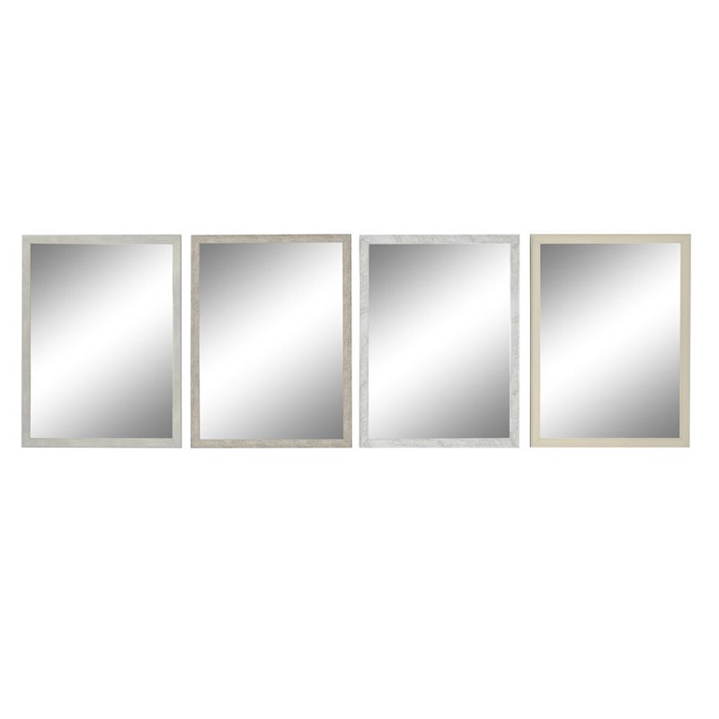 Miroir mural DKD Home Decor 56 x 2 x 76 cm Verre Gris Beige Blanc polystyrène (4 Unités)