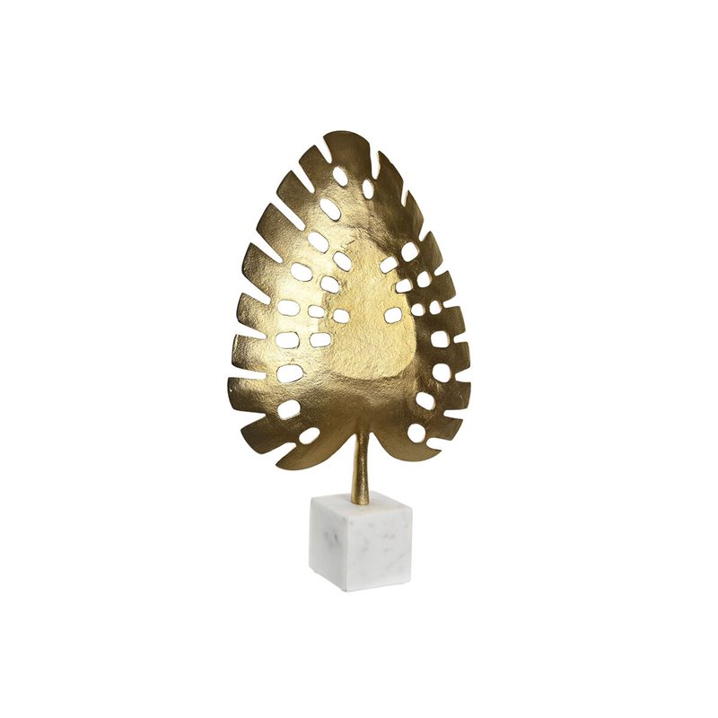 Image secondaire de Figurine Décorative DKD Home Decor 28 x 7,5 x 47 cm Doré Blanc Tropical Feuille d'une plante