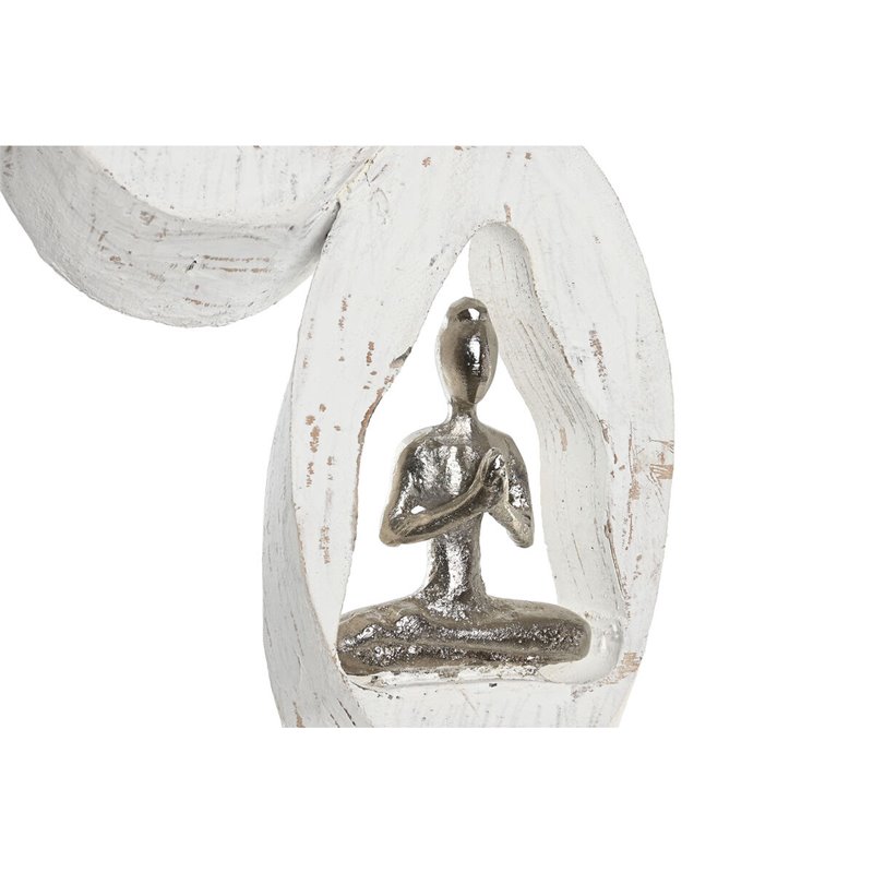 Image secondaire de Figurine Décorative DKD Home Decor 18 x 9 x 69 cm Marron Aluminium Blanc Bois de manguier Yoga