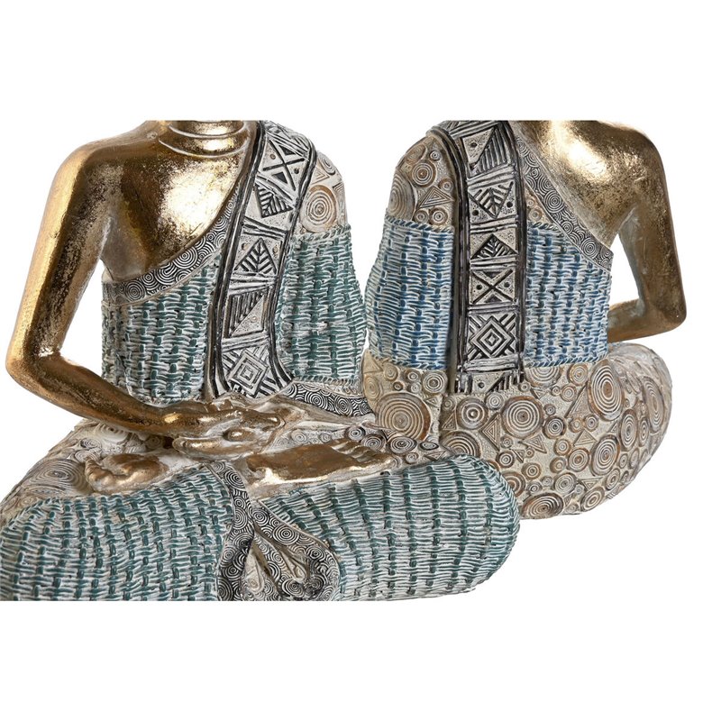 Image secondaire de Figurine Décorative DKD Home Decor 23 x 13 x 34 cm Bleu Buda Turquoise Oriental Décapé (2 Unités)