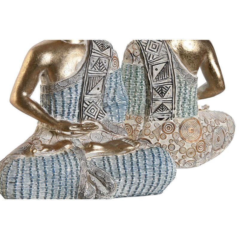 Image secondaire de Figurine Décorative DKD Home Decor 18,6 x 9,7 x 27 cm Bleu Buda Turquoise Oriental Décapé (2 Unités)