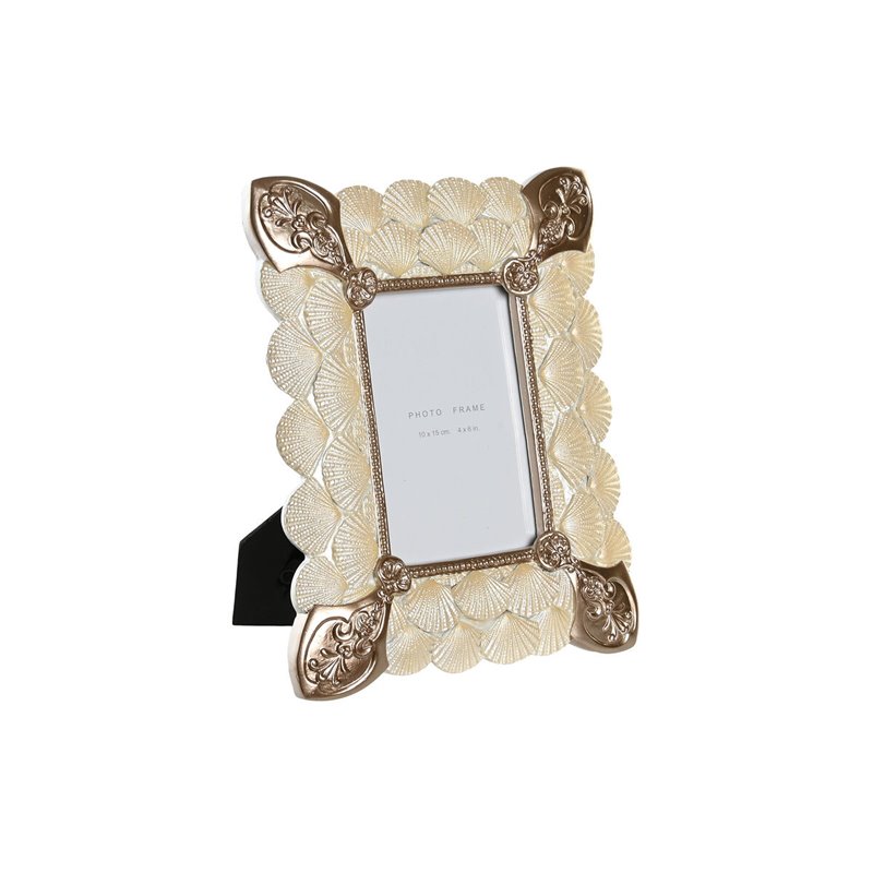 Cadre photo DKD Home Decor 20,4 x 2,5 x 26 cm Cuivre Blanc Résine Romantique