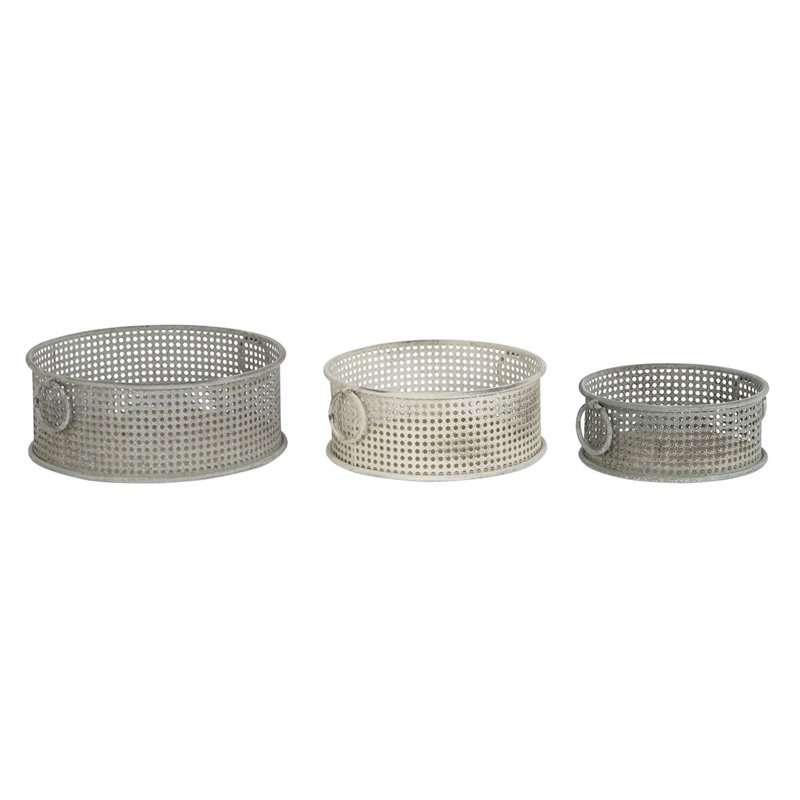 Set de basket DKD Home Decor 43 x 42 x 17 cm Métal Aluminium Vintage