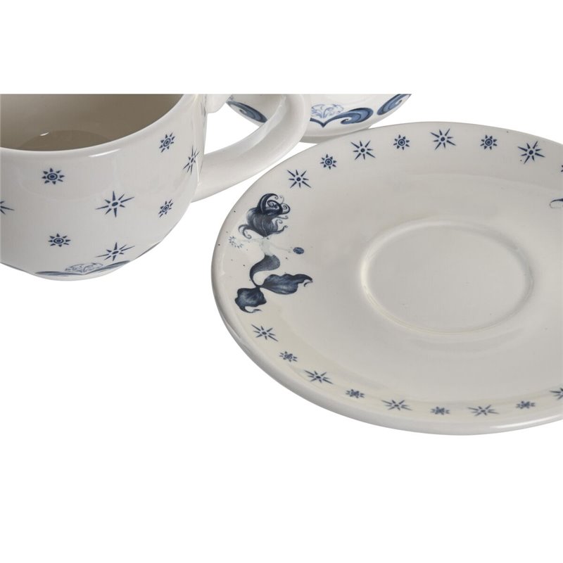 Image secondaire de Lot de tasses avec soucoupes DKD Home Decor Bleu Blanc Métal Dolomite 180 ml 20 x 18 x 20 cm