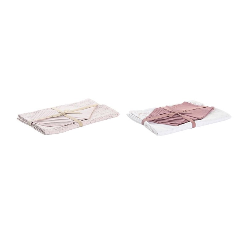 Image secondaire de Nappe et serviettes de table DKD Home Decor 150 x 250 x 0,5 cm Rose Blanc (2 Unités)