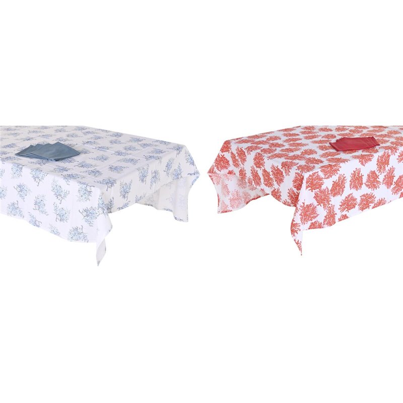 Nappe et serviettes de table DKD Home Decor 150 x 250 x 0,5 cm Bleu Fuchsia Blanc (2 Unités)