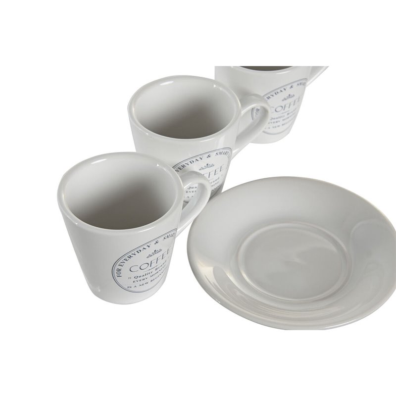 Image secondaire de Lot de tasses avec soucoupes DKD Home Decor Blanc Métal Grès 90 ml 8 x 6 x 6 cm 11 x 11 x 2 cm