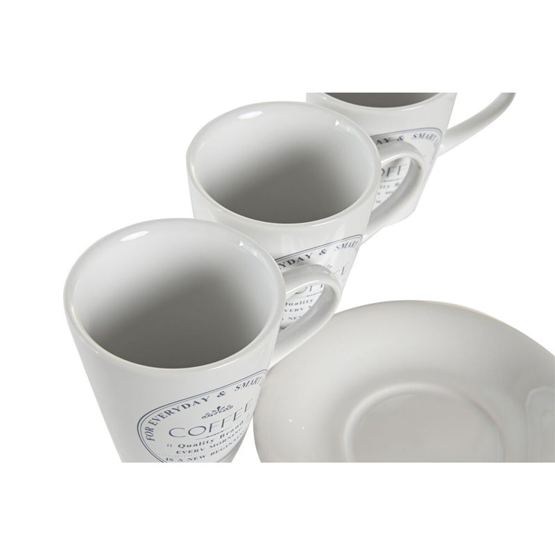 Image secondaire de Lot de tasses avec soucoupes DKD Home Decor Blanc Métal Grès 180 ml 12 x 12 x 2 cm