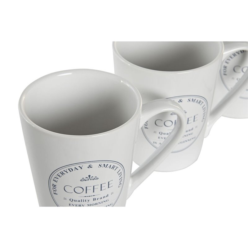 Image secondaire de Lot de tasses avec soucoupes DKD Home Decor Blanc Métal Grès 300 ml 14 x 14 x 31 cm 12,5 x 9,5 x 10,5 cm (5 Pièces)