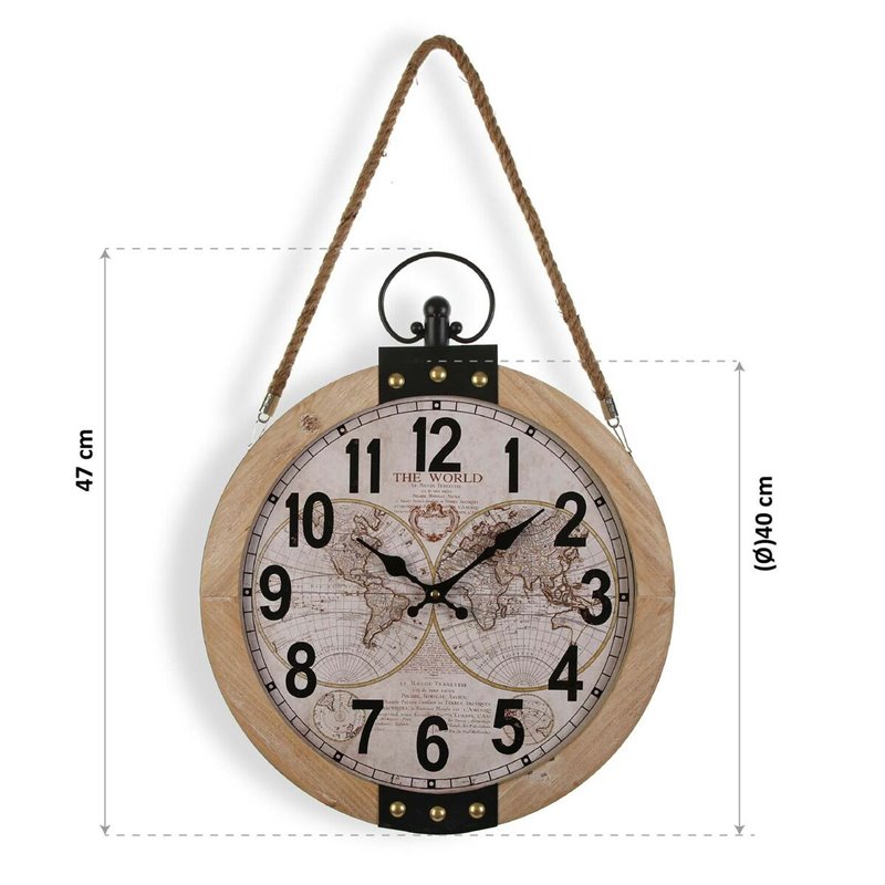 Image secondaire de Horloge Murale Versa Mapamundi 40 x 6,5 x 47 cm Bois MDF