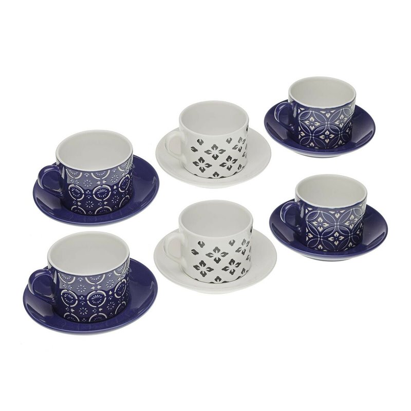 Lot de tasses avec soucoupes Versa Regina Céramique 8,6 x 6,4 x 9,2 cm