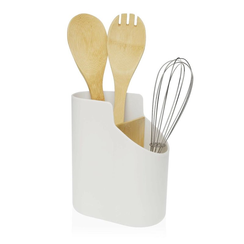 Image secondaire de Pot pour ustensiles de cuisine Versa Blanc Bambou ABS 8,5 x 17,6 x 15 cm