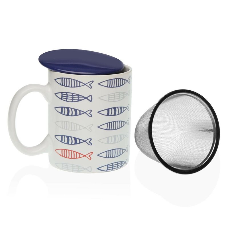 Tasse avec filtre pour infusions Versa Poissons Porcelaine Grès