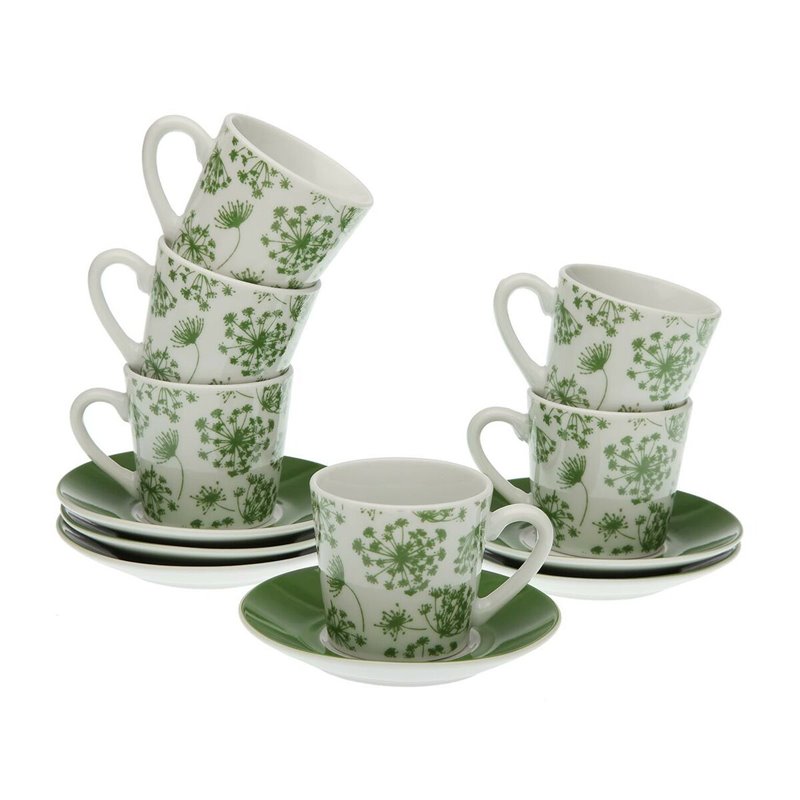 Jeu de 6 tasses avec plat Versa Amanda 90 ml Multicouleur Porcelaine