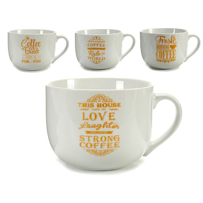 Image secondaire de Tasse Coffee Porcelaine Doré Blanc 500 ml 24 Unités