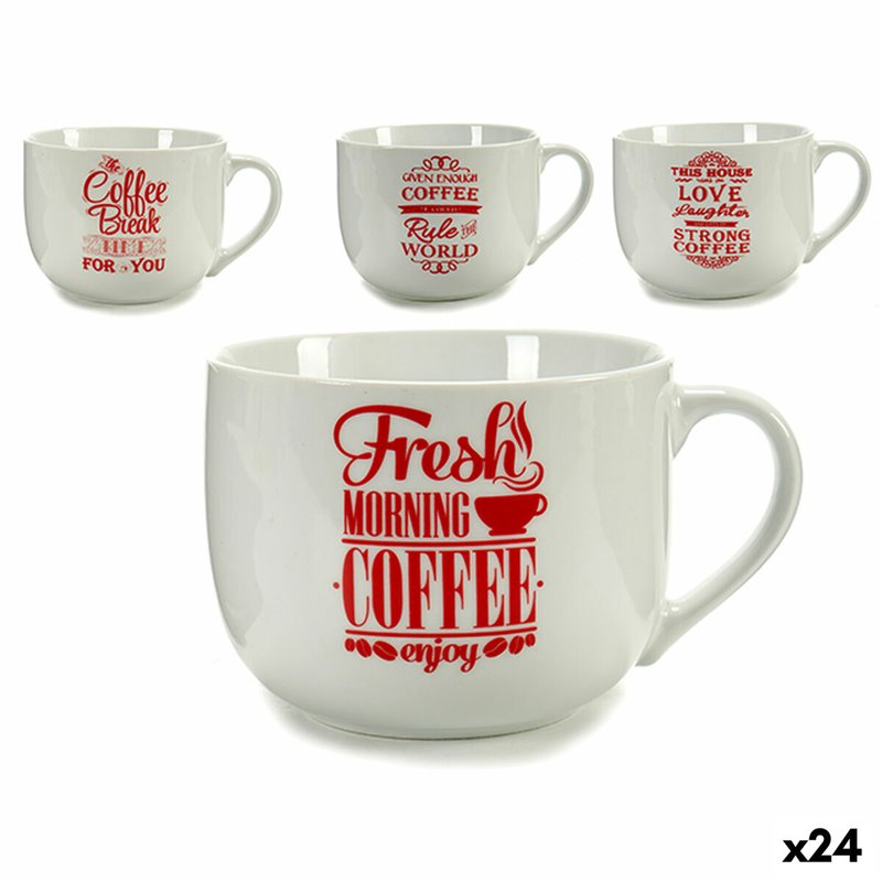 Tasse Coffee Porcelaine Rouge Blanc 500 ml 24 Unités