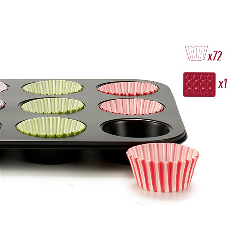 Image secondaire de Moules à Muffins Multicouleur Plateau pour Four (7 x 7 x 3 cm) (35 x 3 x 26,5 cm) (12 Unités)