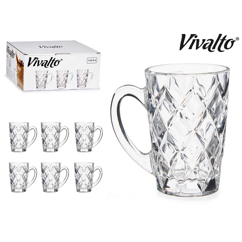 Image secondaire de Tasse Diamant Transparent verre (110 ml) (6 Unités)