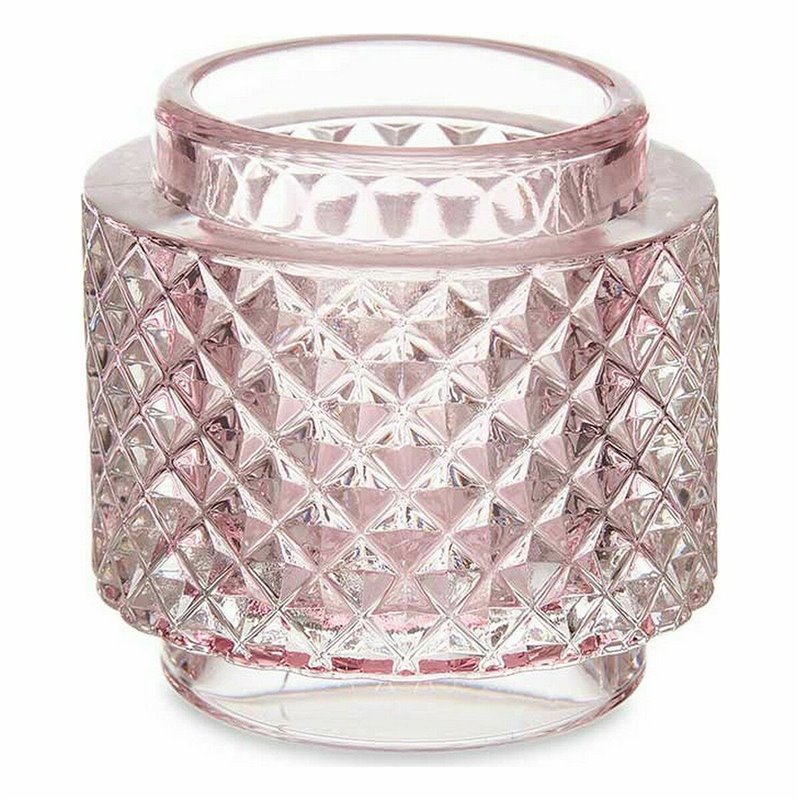 Image secondaire de Bougeoir Rose verre (9 x 8,8 x 9 cm) (12 Unités)