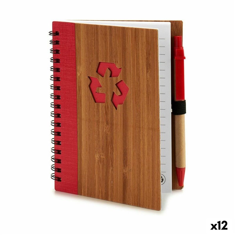 Cahier à Spirales avec Stylo Bambou 1 x 16 x 12 cm (12 Unités)