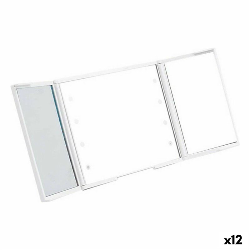 Miroir de poche Lumière LED Blanc 1,5 x 9,5 x 11,5 cm (12 Unités)