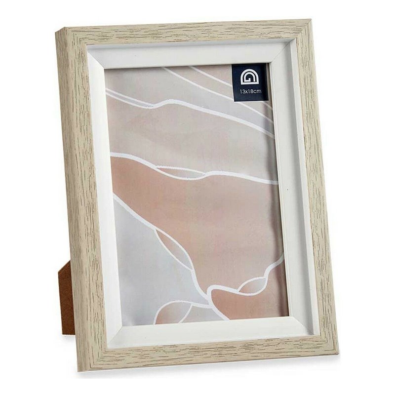 Image secondaire de Cadre photo 16,5 x 21,5 x 2 cm Verre Beige Blanc Plastique (6 Unités)