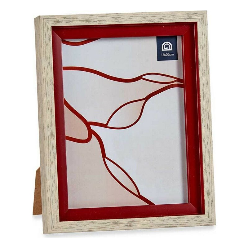 Image secondaire de Cadre photo 18,8 x 2 x 24 cm Verre Rouge Bois Marron Plastique (6 Unités)