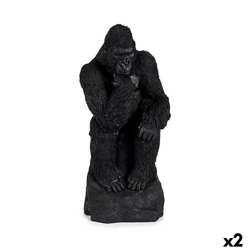 Figurine Décorative Gorille Noir 20 x 45 x 20 cm (2 Unités)