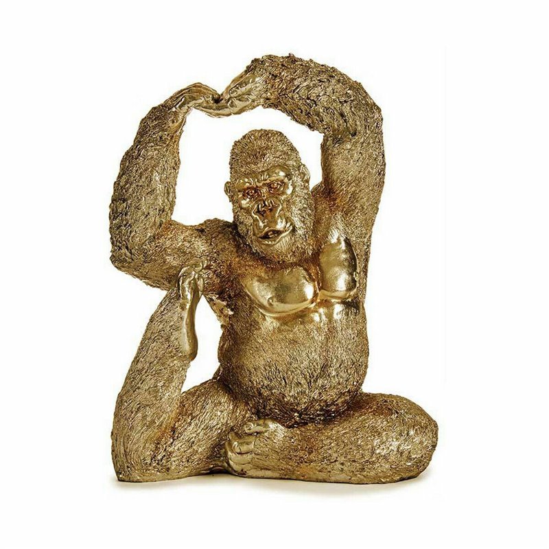 Image secondaire de Figurine Décorative Yoga Gorille Doré 14 x 30 x 25,5 cm (3 Unités)