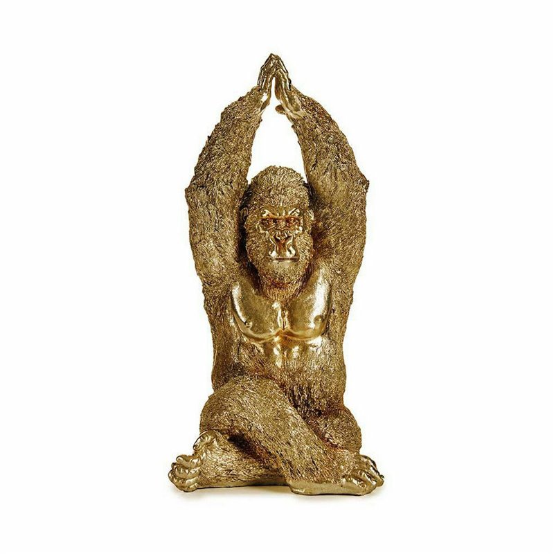 Image secondaire de Figurine Décorative Yoga Gorille Doré 17 x 36 x 19,5 cm (4 Unités)