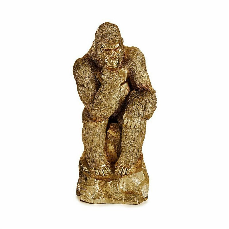 Image secondaire de Figurine Décorative Gorille Doré 20,5 x 47 x 23,5 cm (2 Unités)