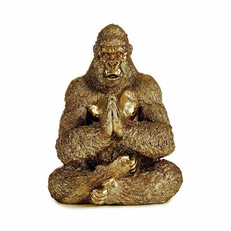 Image secondaire de Figurine Décorative Yoga Gorille Doré 16 x 27,5 x 22 cm (4 Unités)