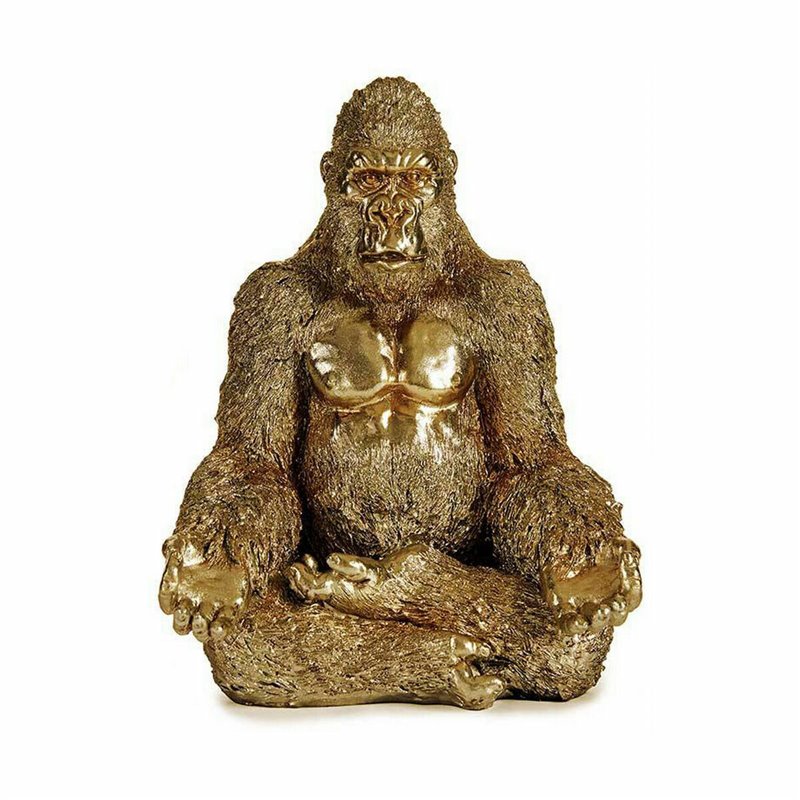 Image secondaire de Figurine Décorative Gorille Yoga Doré 19 x 26,5 x 22 cm (4 Unités)