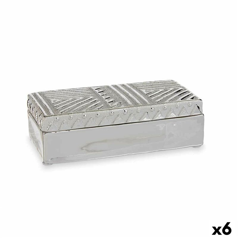 Boîte à bijoux Argenté Céramique 10,2 x 6,3 x 20,5 cm (6 Unités)