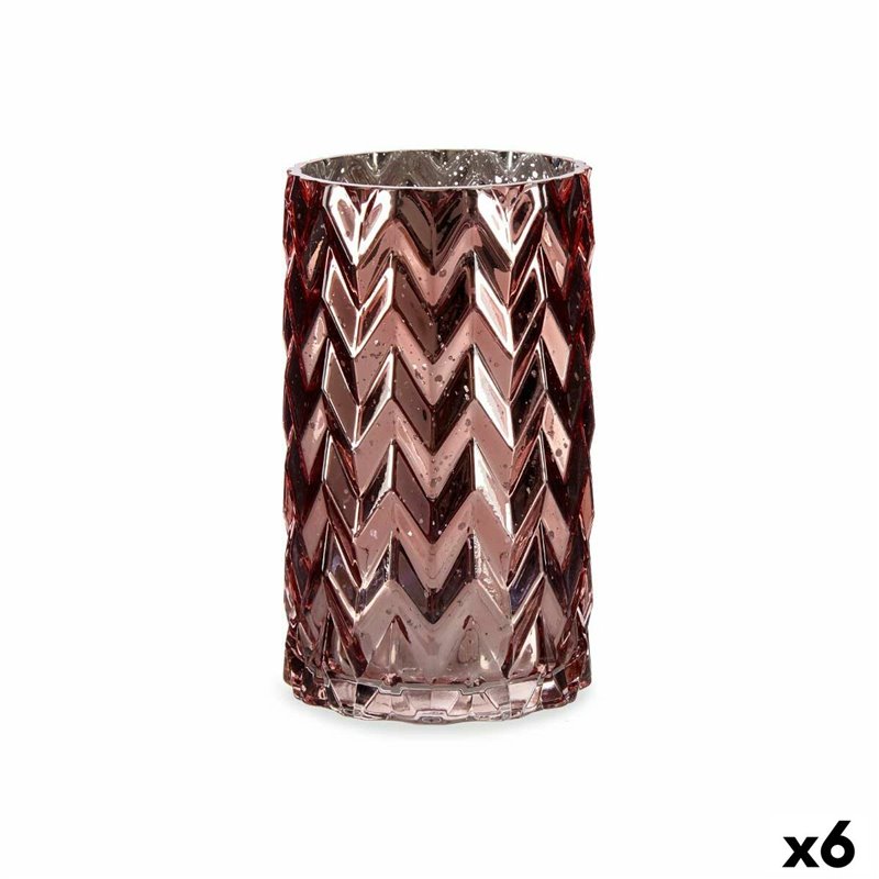 Vase Taillé Epis Rose Verre 11,3 x 19,5 x 11,3 cm (6 Unités)