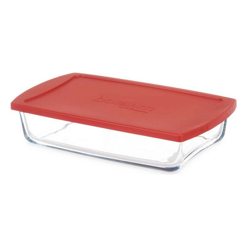 Image secondaire de Boîte à lunch Borcam Rouge Transparent Verre Borosilicaté 1,3 L (4 Unités)