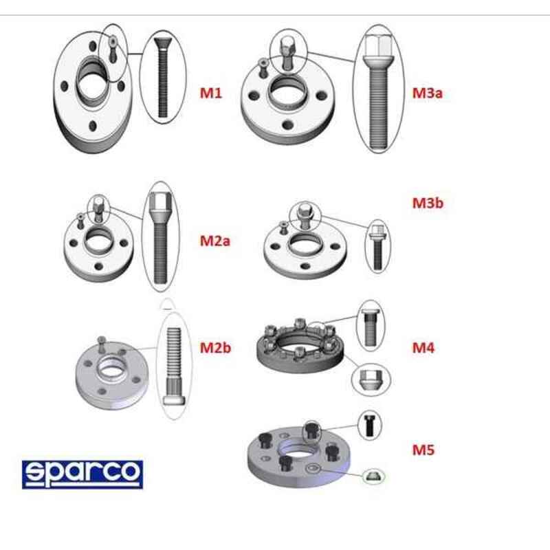 Image secondaire de Séparateurs Sparco 051STB64 5x112 57,0 M14 x 1,50 16 mm M2A