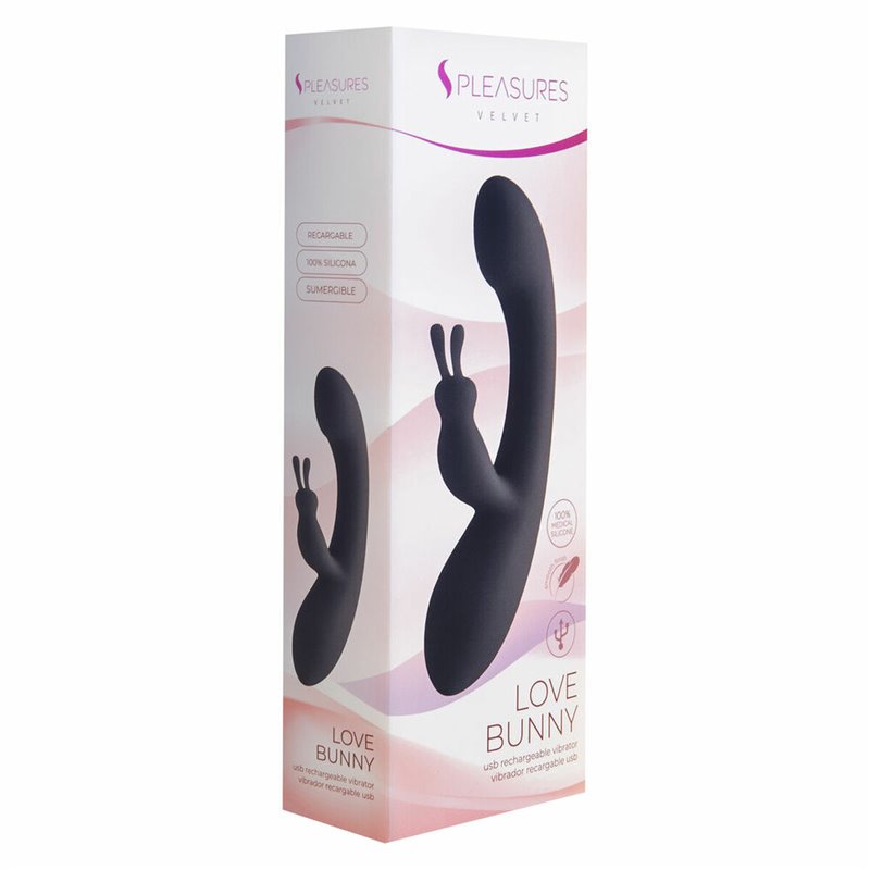 Vibromasseur Lapin S Pleasures Noir Rose (18,7 x 3,5 cm)