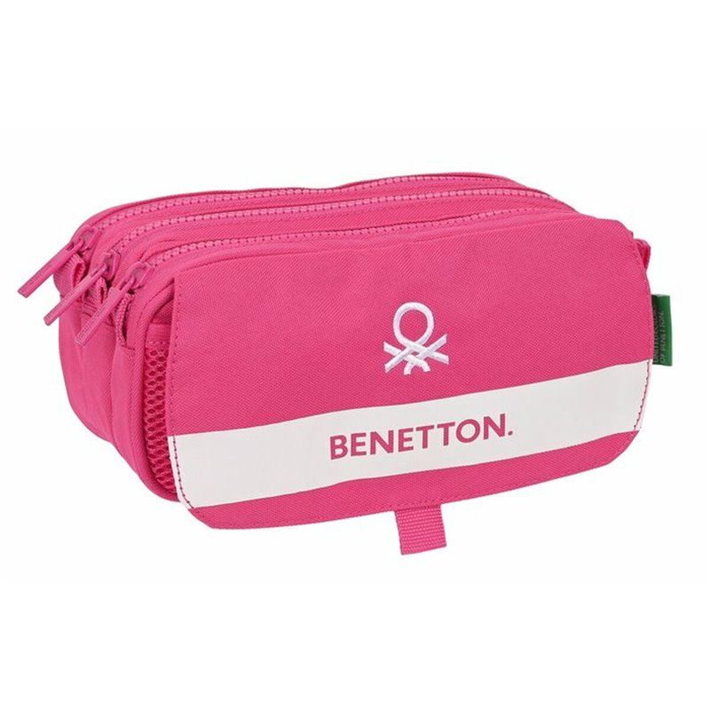 Trousse Fourre-Tout Triple Benetton Raspberry Rose Fuchsia 21,5 x 10 x 8 cm