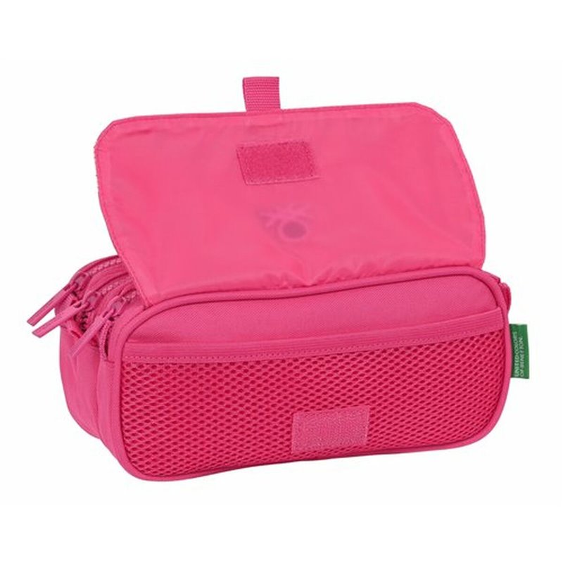 Image secondaire de Trousse Fourre-Tout Triple Benetton Raspberry Rose Fuchsia 21,5 x 10 x 8 cm