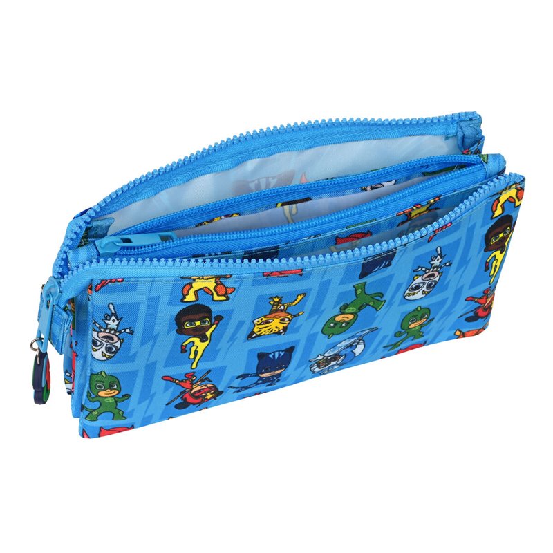 Image secondaire de Trousse Fourre-Tout Triple PJ Masks Bleu 22 x 12 x 3 cm