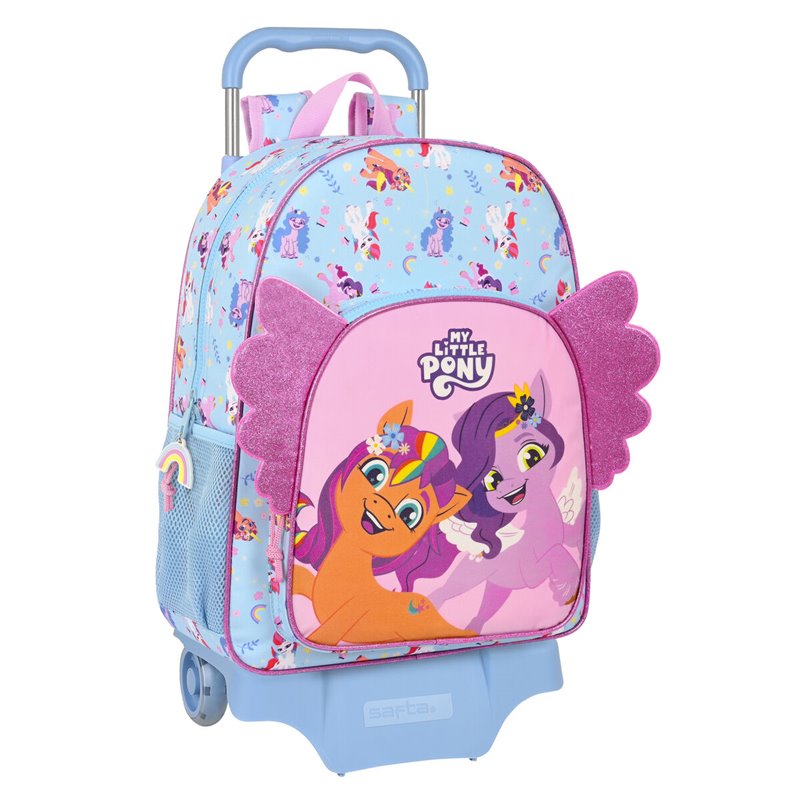 Cartable à roulettes My Little Pony Wild & free Bleu Rose 33 x 42 x 14 cm