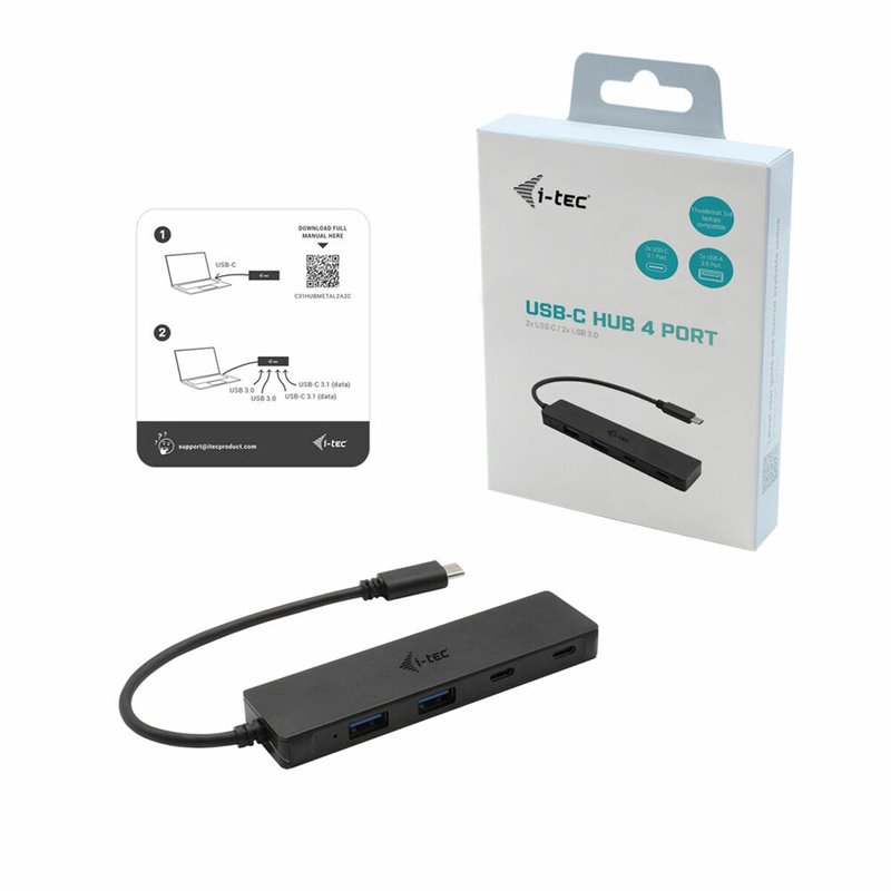 Image secondaire de I-Tec Metal C31HUBMETAL2A2C hub & concentrateur USB 3.2 Gen 1 (3.1 Gen 1) Type-C 5000 Mbit/s Noir