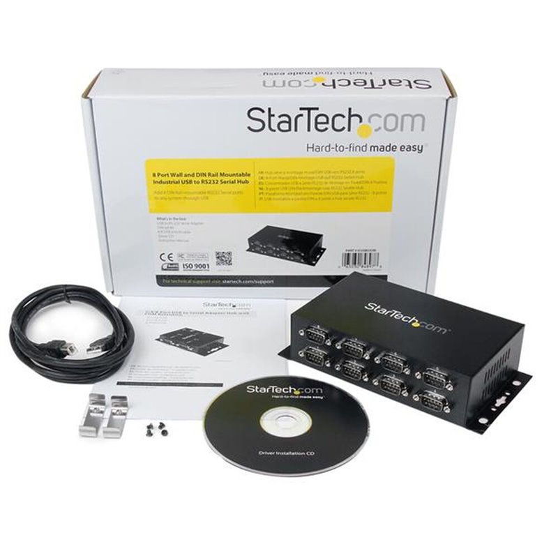 Image secondaire de Startech.com Hub série RS232 à 8 ports - Adaptateur USB vers 8x DB9 RS232 à montage mural et rail DIN