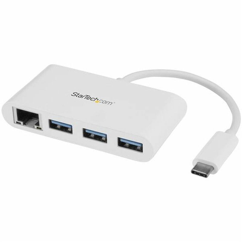 Startech.com Hub USB-C à 3 ports avec Gigabit Ethernet - USB 3.0 (5Gbps) - USB-C vers 3x USB-A - Blanc