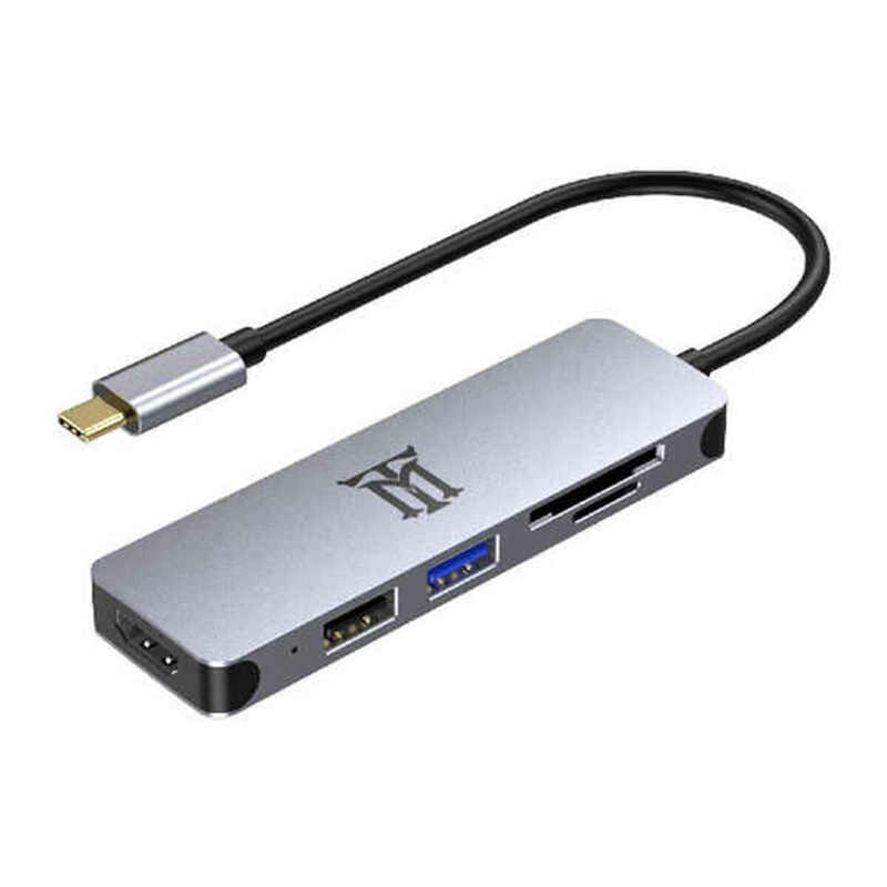 Maillon Technologique Premium MTHUB5 station d'accueil USB 3.2 Gen 2 (3.1 Gen 2) Type-C Aluminium, Gris