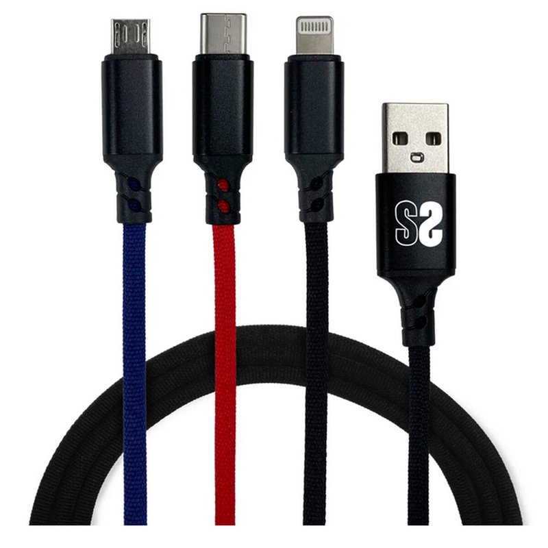 Image secondaire de Câble Micro USB Subblim Premium 3in1 Noir 1 m