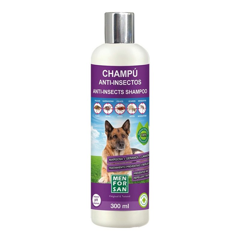 Shampoing pour animaux de compagnie Menforsan 300 ml Répulsif d'insectes Chien