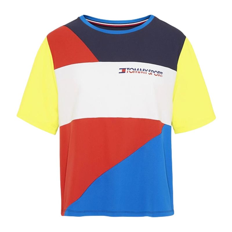 T-Shirt à manches courtes femme Tommy Hilfiger Colour-Blocked Bleu